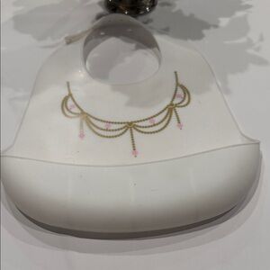 Chic White Bib with Gold and Pink Accents